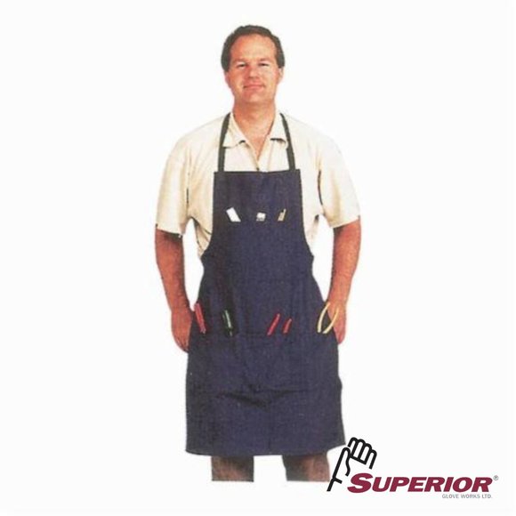 Superior Glove Works Other - Superior Glove 3-Pocket Denim Bib Apron, Blue